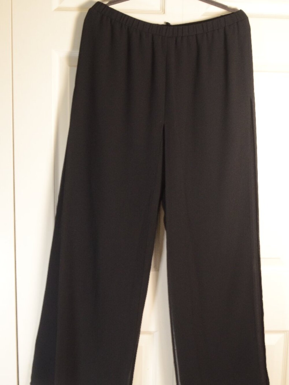 Nicole Miller Studio Black Chiffon Palazzo Pants Sheer Overlay Wide Leg L